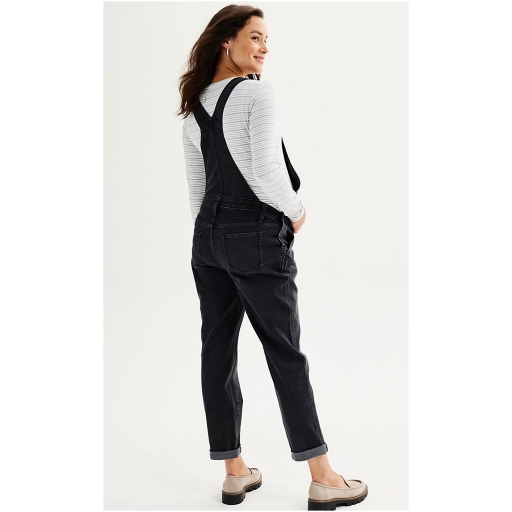 NWT Maternity Sonoma Denim Overalls Black Size XL, XXL - Picture 2 of 6